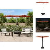 vidaXL Parasol dubbel dak met LED's 316x145 cm terracottakleurig