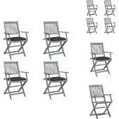 vidaXL Tuinstoel - Tuinstoelen - Tuin Stoel - Tuin Stoelen - Tuinstoelen 4 st inklapbaar met kussens massief acaciahout