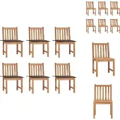 vidaXL Tuinstoel - Tuinstoelen - Buitenstoel - Buitenstoelen - Tuinstoelen 6 st met kussens massief teakhout