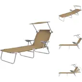 vidaXL Zonnestoel - Zonnestoelen - Ligbed - Ligbedden - Ligbed met luifel inklapbaar staal taupe
