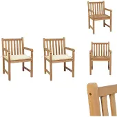 vidaXL Tuinstoelen, 2 stuks met crème-witte kussens, massief teakhout - Tuinstoelen