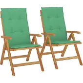 vidaXL Tuinstoelen 2 st verstelbaar met kussens massief teakhout