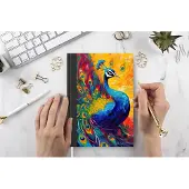 MuchoWow Notitieboek - Schrijfboek - Pauw - Kunst - Schilderij - Pauwenveren - Notitieboekje klein - A5 formaat - Schrijfblok