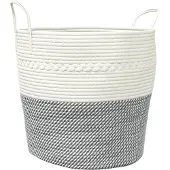 vidaXL Opbergmand Ø 43x38 cm katoen grijs en wit