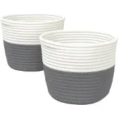 vidaXL Opbergmanden 2 st Ø 24x18 cm katoen grijs en wit