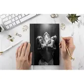 MuchoWow Notitieboek - Schrijfboek - Vrouw - Engel - Veren - Portret - Zwart wit - Notitieboekje klein - A5 formaat - Schrijfblok