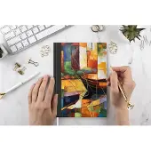 MuchoWow Notitieboek - Schrijfboek - Abstract - Kunst - Boot - Kleuren - Notitieboekje klein - A5 formaat - Schrijfblok