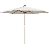 vidaXL Parasol met houten paal 299x240 cm zandkleurig