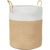 vidaXL Opbergmand Ø 38x46 cm katoen beige en wit