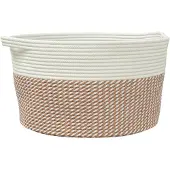 vidaXL Opbergmand Ø 40x25 cm katoen bruin en wit