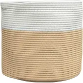 vidaXL Opbergmand Ø 40x35 cm katoen beige en wit