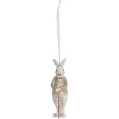 Clayre & Eef Hanger Konijn 10 cm Wit Groen Polyresin Wit
