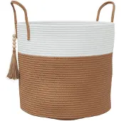 vidaXL Opbergmand Ø 40x35 cm katoen bruin en wit
