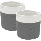 vidaXL Opbergmanden 2 st Ø 28x28 cm katoen grijs en wit