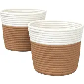 vidaXL Opbergmanden Set van 2 - 24 x 18 cm, bruin en wit