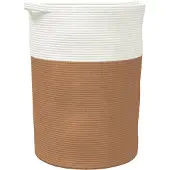 vidaXL Opbergmand Ø 49x65 cm katoen bruin en wit