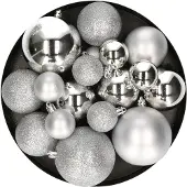 House of Seasons 46x stuks kunststof kerstballen zilver 4, 6 en 8 cm - Kerstbal