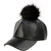 ECarla - pet met pompon - zwart