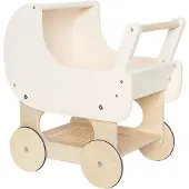 Jabadabado Houten poppenwagen - Creme