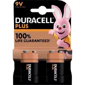 Duracell 2x Batterij Alkaline Plus 9V bls1
