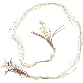 Behave - Wikkelketting bruin met kralen - Boho stijl - 125 cm