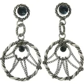 Behave - Oorsteker met ronde hanger en steentjes - Bohemian stijl