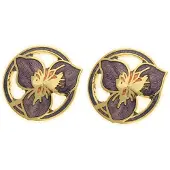 Behave - Oorclips dames - bloemmotief - paars - 1,5 cm