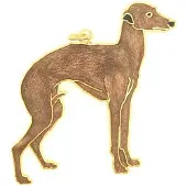 Behave - Hanger hond hazewind bruin emaille goudkleur - stijlvolle look
