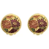 Behave - Oorclips dames - bloemmotief - rood - 1,4 cm