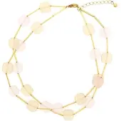 Behave Dames Dubbele Ketting - Roze Kralen 40 cm - Nikkelvrij en Handgemaakt