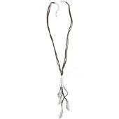 Behave Lange ketting van suède met fantasie hangers – Nikkelvrije modeketting
