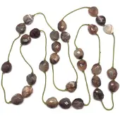 Behave - Groen stenen ketting met bruin textuur - Nikkelvrij - 120 cm