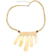 Behave Ketting bruin beige met schelpen hangers - 45 cm