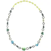 Behave - Lange ketting groen blauwe kralen - 80 cm