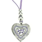 Behave - Lange ketting met bewerkt hart met steentjes - 79 cm