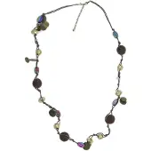 Behave Lange kralen ketting bruin multi kleur 100 cm - Nikkelvrij, Geschenkverpakking