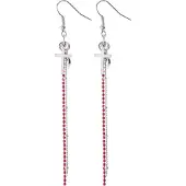 Behave - Oorbellen hanger kruis rood kralen - Trendy voor avondlook