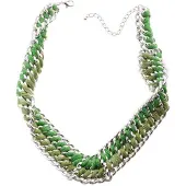 Behave - Gevlochten Statement Ketting - Groen & Zilverkleur - Dames