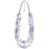 Behave - Gevlochten Lange Ketting met Lila Schelpen - Trendy Accessoire voor Dames
