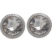 Behave - Oorbellen met ronde steen en zilverkleur rand - tijdloos chic