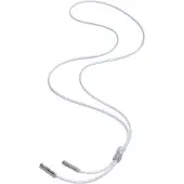 Behave Lange ketting - Wit waxkoord met kristal glassteen