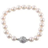 Behave - Armband - glasparels crème - feestelijk sieraad - 21 cm