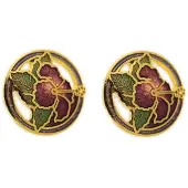 Behave - Oorstekers dames - bloemmotief - paars - 1,5 cm