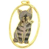 Behave - Hanger kat grijs blauw emaille goudkleur - kunstzinnig accent