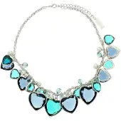 Behave - Ketting met blauwe harten - Modeaccessoire met kristallen - Lengte 40 cm (+verlengketting 8 cm)