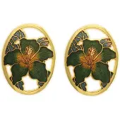 Behave - Oorclips dames - bloemmotief - groen - 2,7 cm