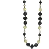 Behave - Ketting Kelly - Modeaccessoire met zwarte en gouden kralen - Lengte 40 cm (+verlengketting 7,5 cm)