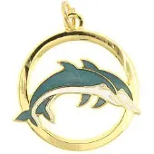 Behave - Hanger dolfijnen blauwgroen emaille - oceaanstijl accessoire