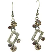 Behave - Oorhangers geometrisch met bruine kristalsteentjes - tijdloze elegantie
