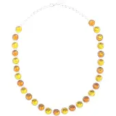 Behave - Ketting dames retro stijl - zilverkleur bruine stenen - 47 cm